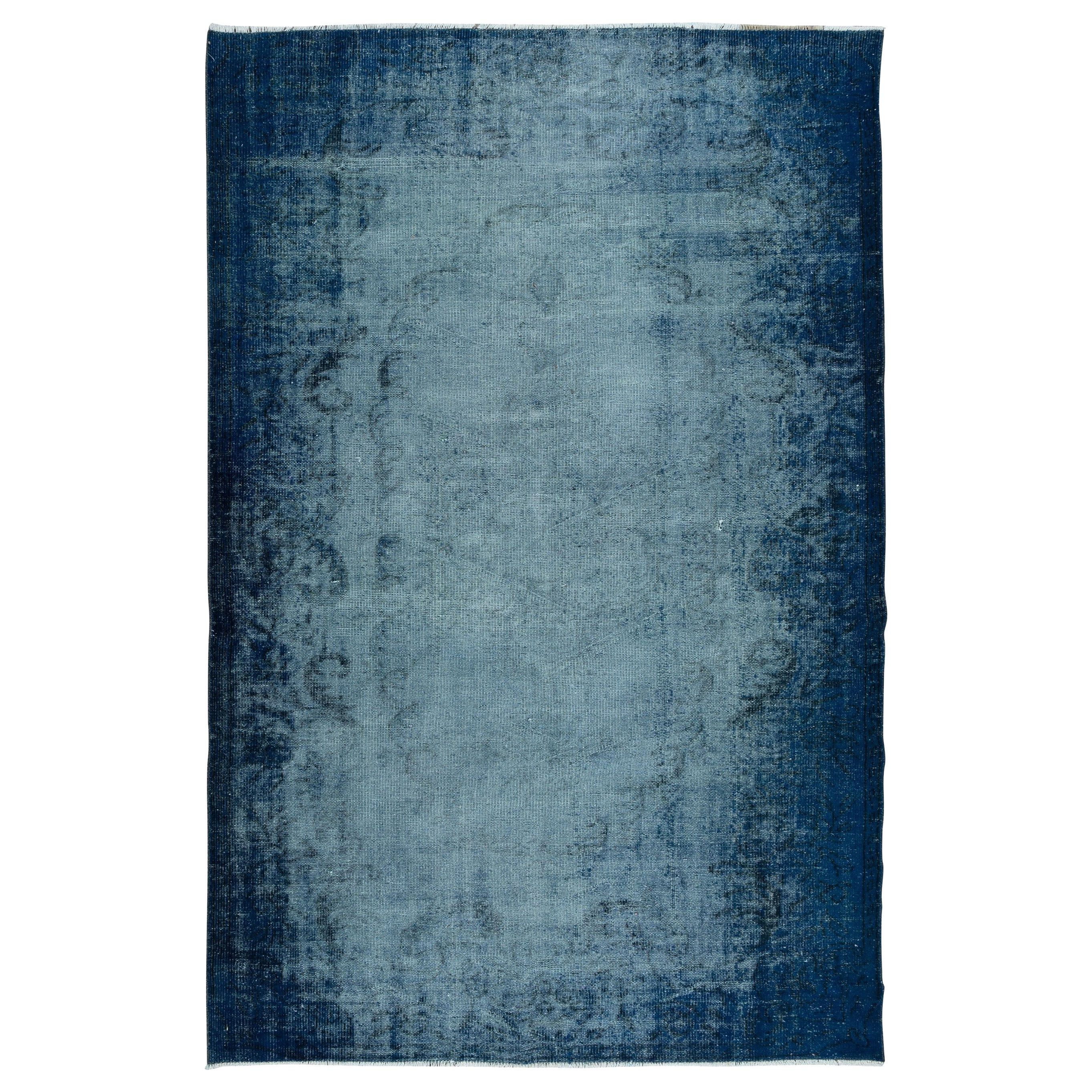 5.8x9 Ft Distressed Handgefertigter marineblauer Teppich, Shabby Chic Türkischer Teppich im Used-Look