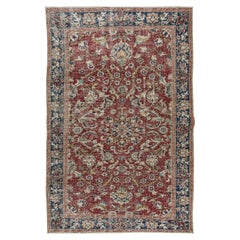 Flower Pattern Retro Hand Knotted Central Anatolian Wool Area Rug