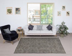 5.8x9 Ft Gray Overdyed Area Rug, Handknotted and Handwoven in Turkey