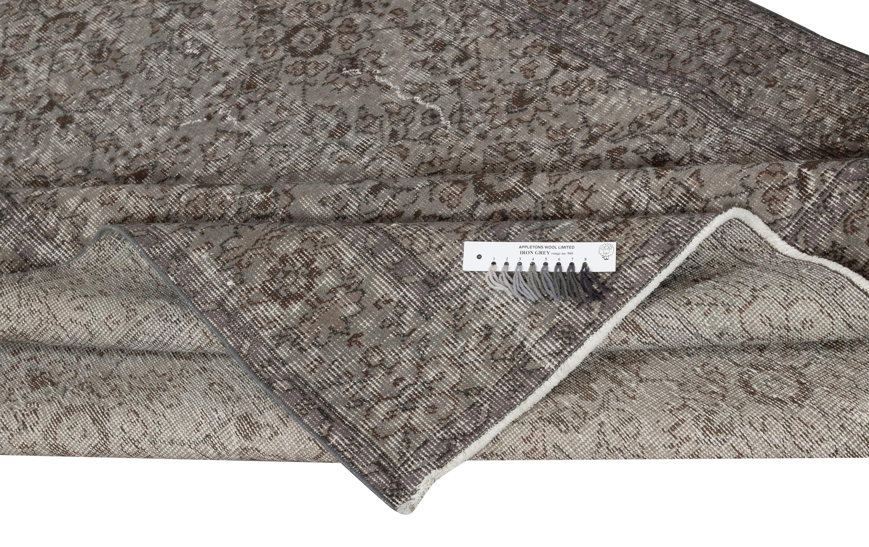 Moderno Tappeto d'area grigio sovratinto 5.8x9 Ft, annodato e tessuto a mano in Turchia in vendita