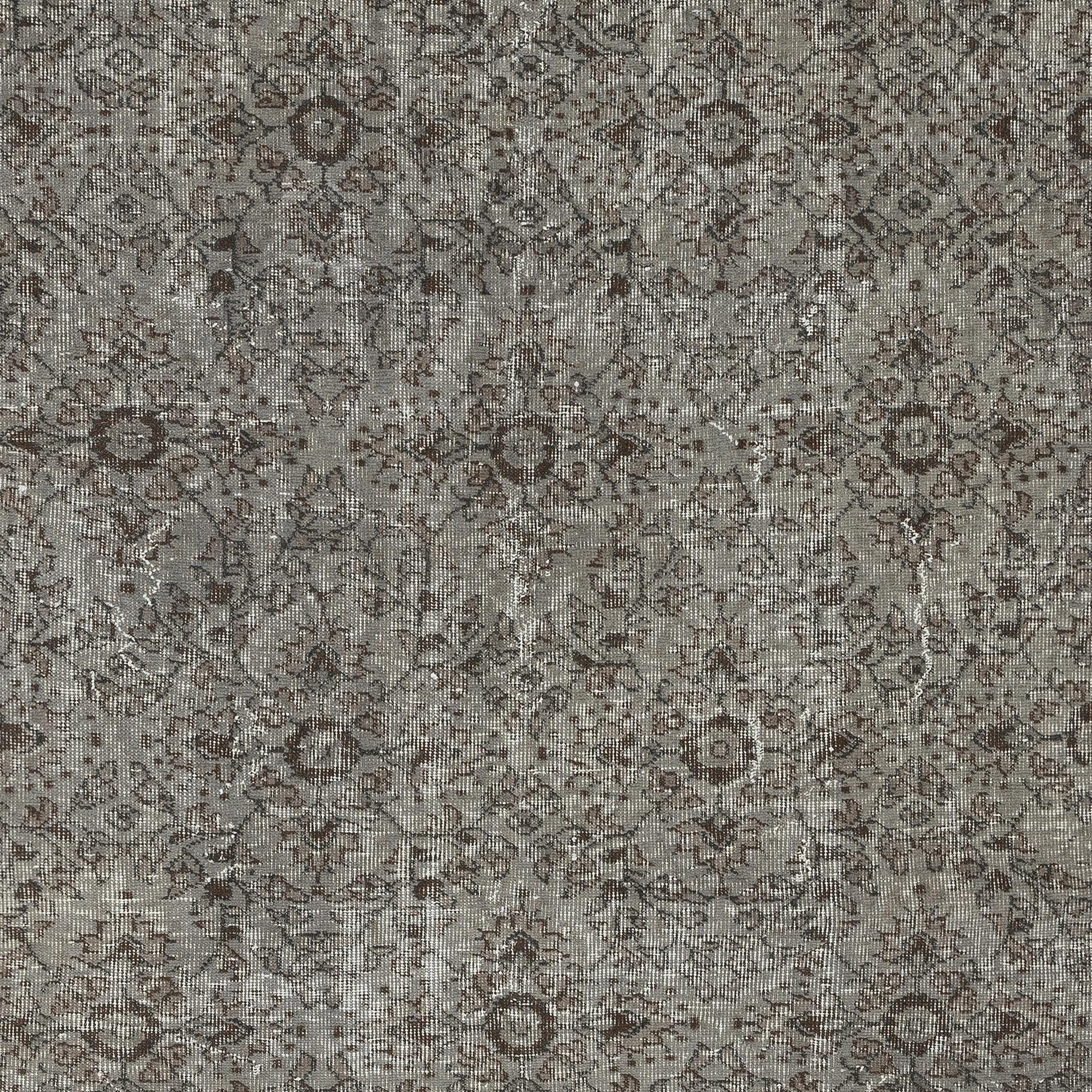 Turco Tappeto d'area grigio sovratinto 5.8x9 Ft, annodato e tessuto a mano in Turchia in vendita