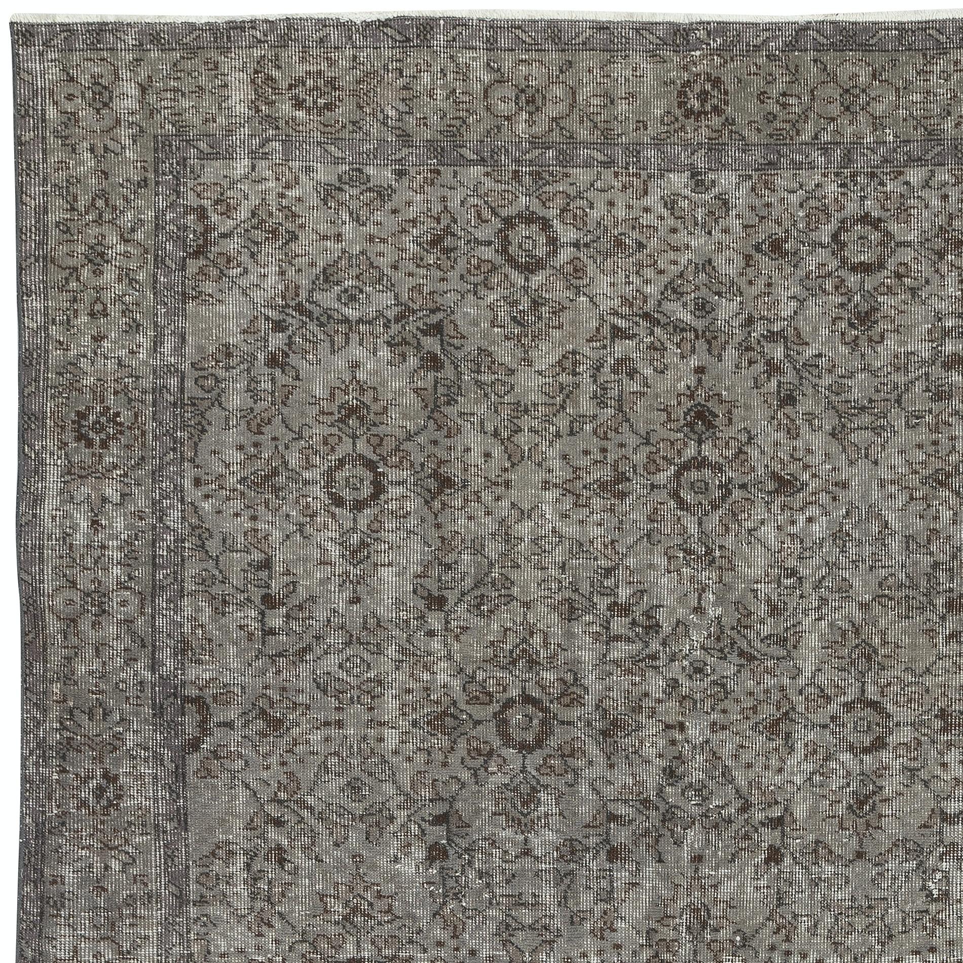 Annodato a mano Tappeto d'area grigio sovratinto 5.8x9 Ft, annodato e tessuto a mano in Turchia in vendita