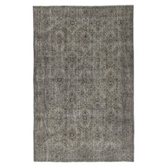 5.8x9 Ft Gray Overdyed Area Rug, handgeknüpft und handgewebt in der Türkei