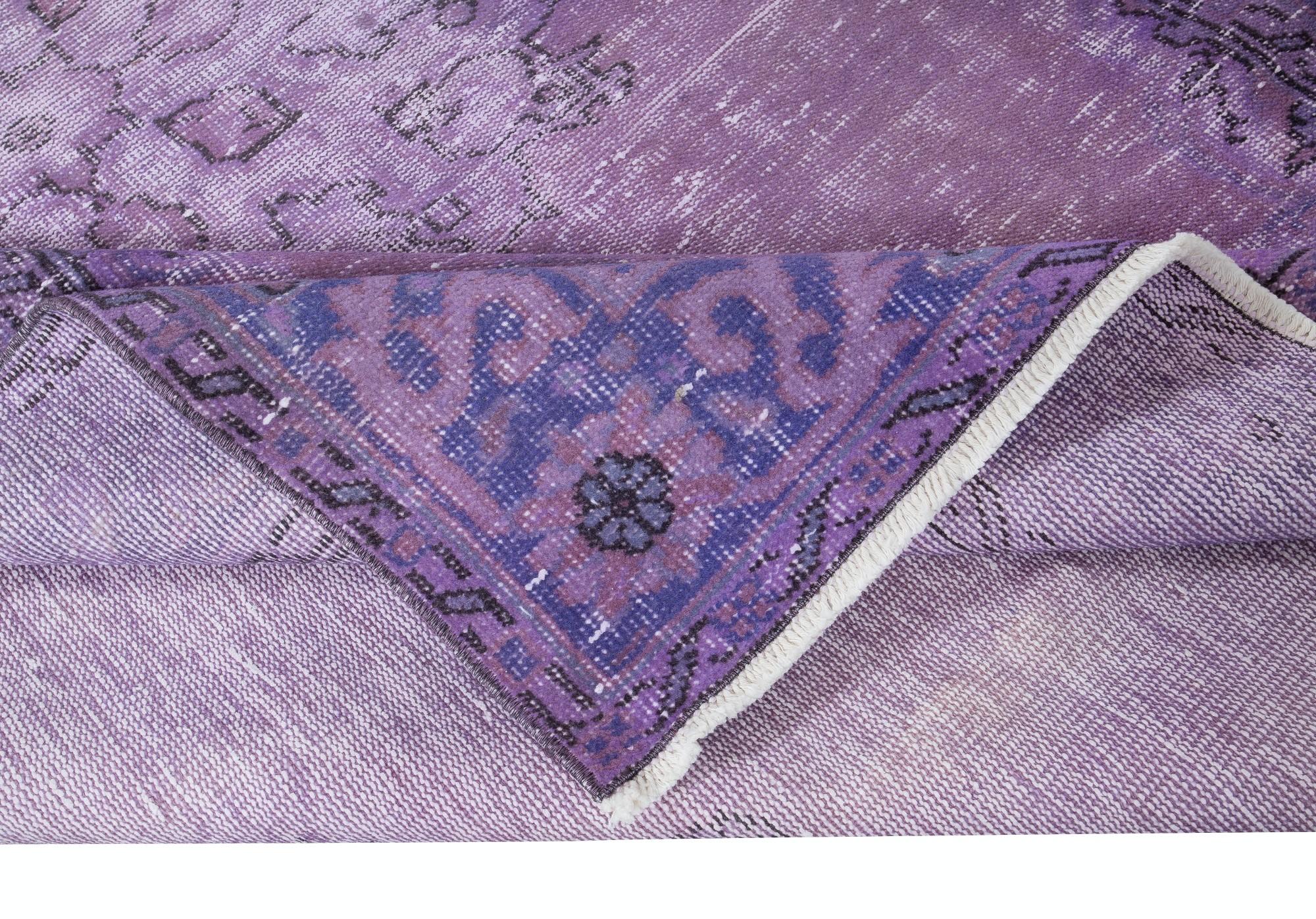 5.8x9 Ft Hand Knotted Turkish Wool Area Rug, Lavender & Orchid Purple Colors In Good Condition For Sale In Philadelphia, PA