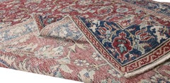5.8x9 ft Handmade Turkish Rug with Flower Design, Traditional Carpet in Red