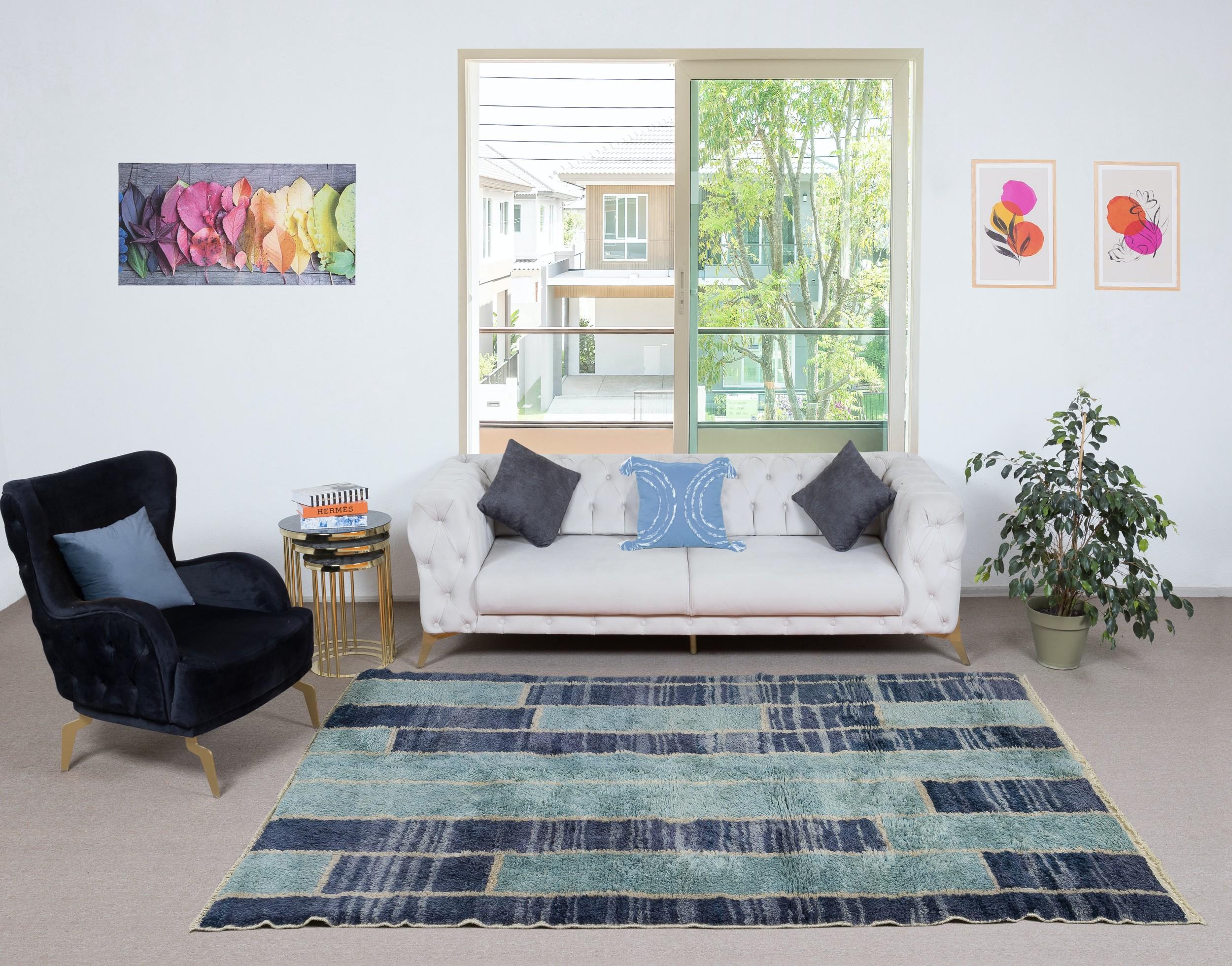 Elevate your living space with the exquisite charm of this new modern hand-knotted Moroccan berber beni ourain rug, crafted with precision and care from 100% wool. Combining the allure of Moroccan design with contemporary sensibilities, this rug is