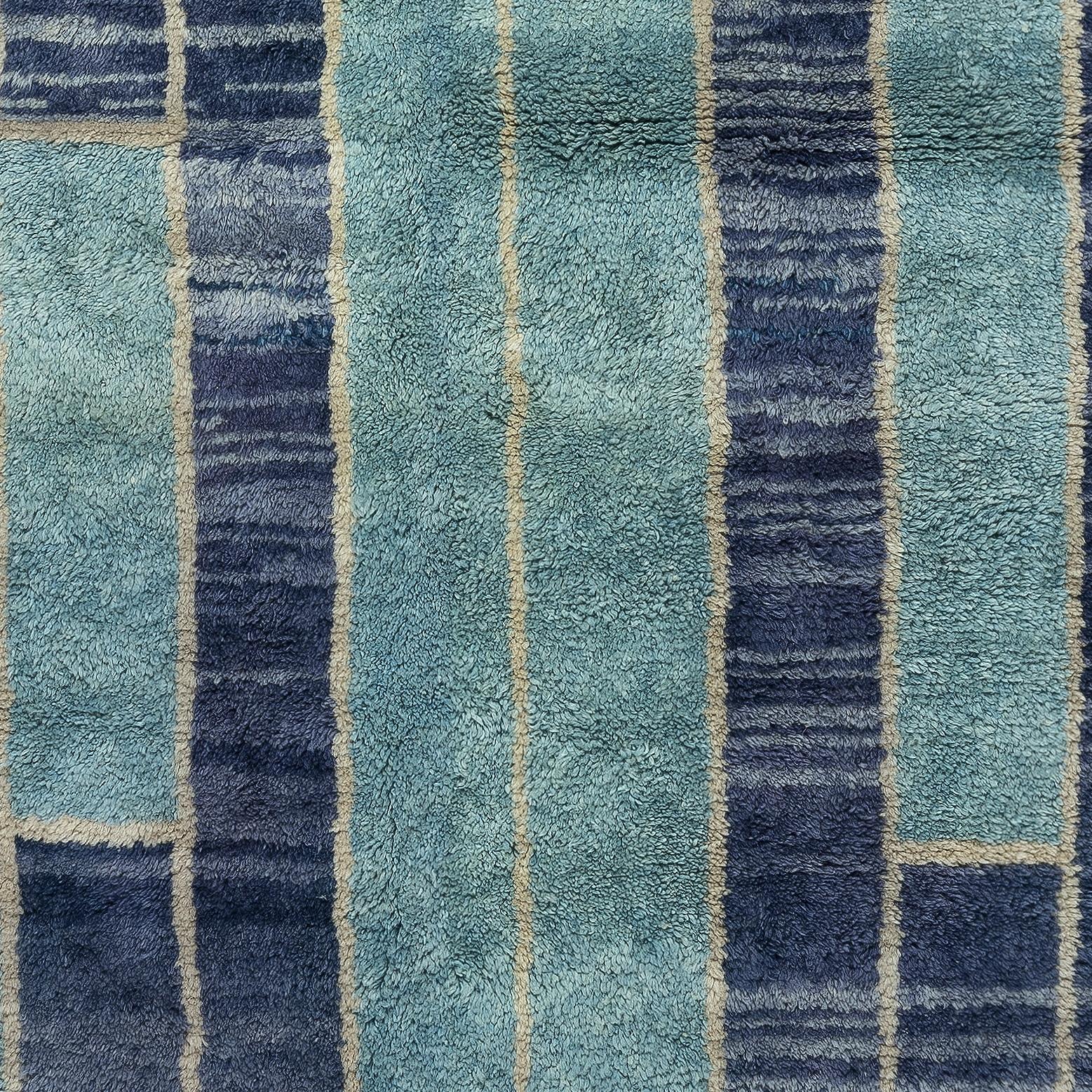 5.8x9 Ft New Handmade Tulu Rug in Blue Tones. All Wool. Custom Options Available In New Condition For Sale In Spring Valley, NY