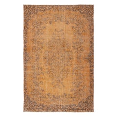 5.8x9 Ft Orange Redyed Vintage Rug für moderne Innenräume. Handgeknüpft in der Türkei