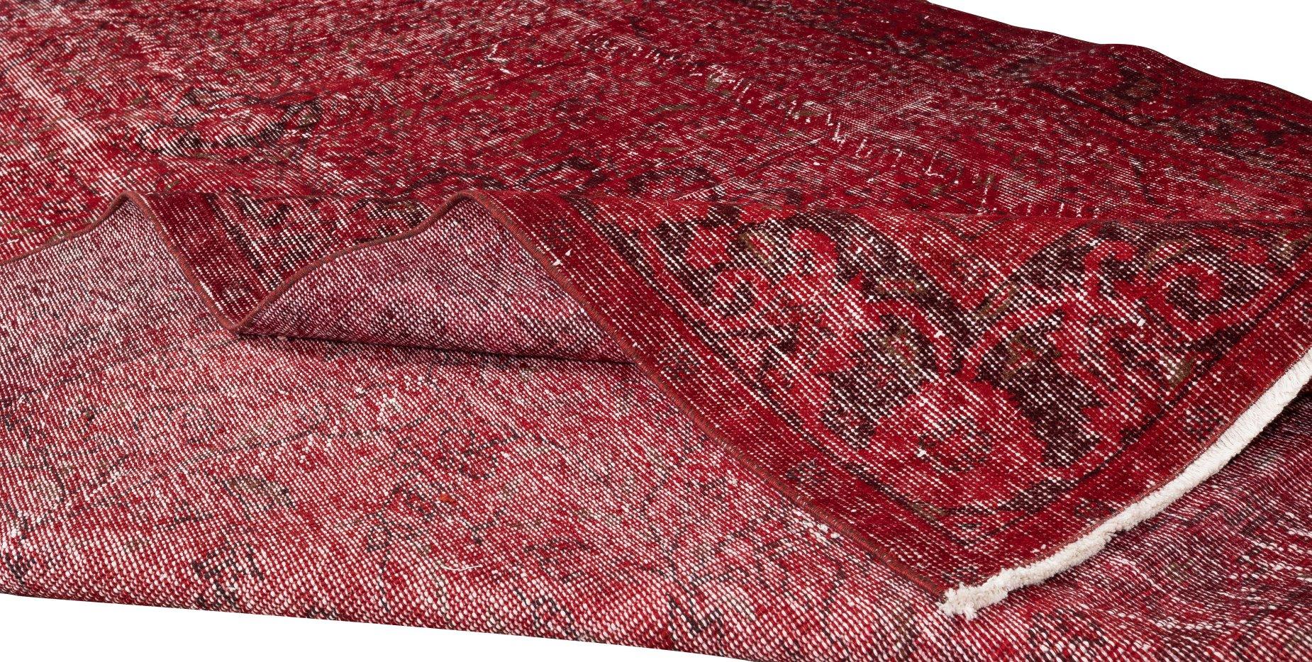 Hand-Knotted 5.8x9 Ft Turkish Vintage Rug Overdyed in Burgundy Red, Great 4 Modern Interiors For Sale