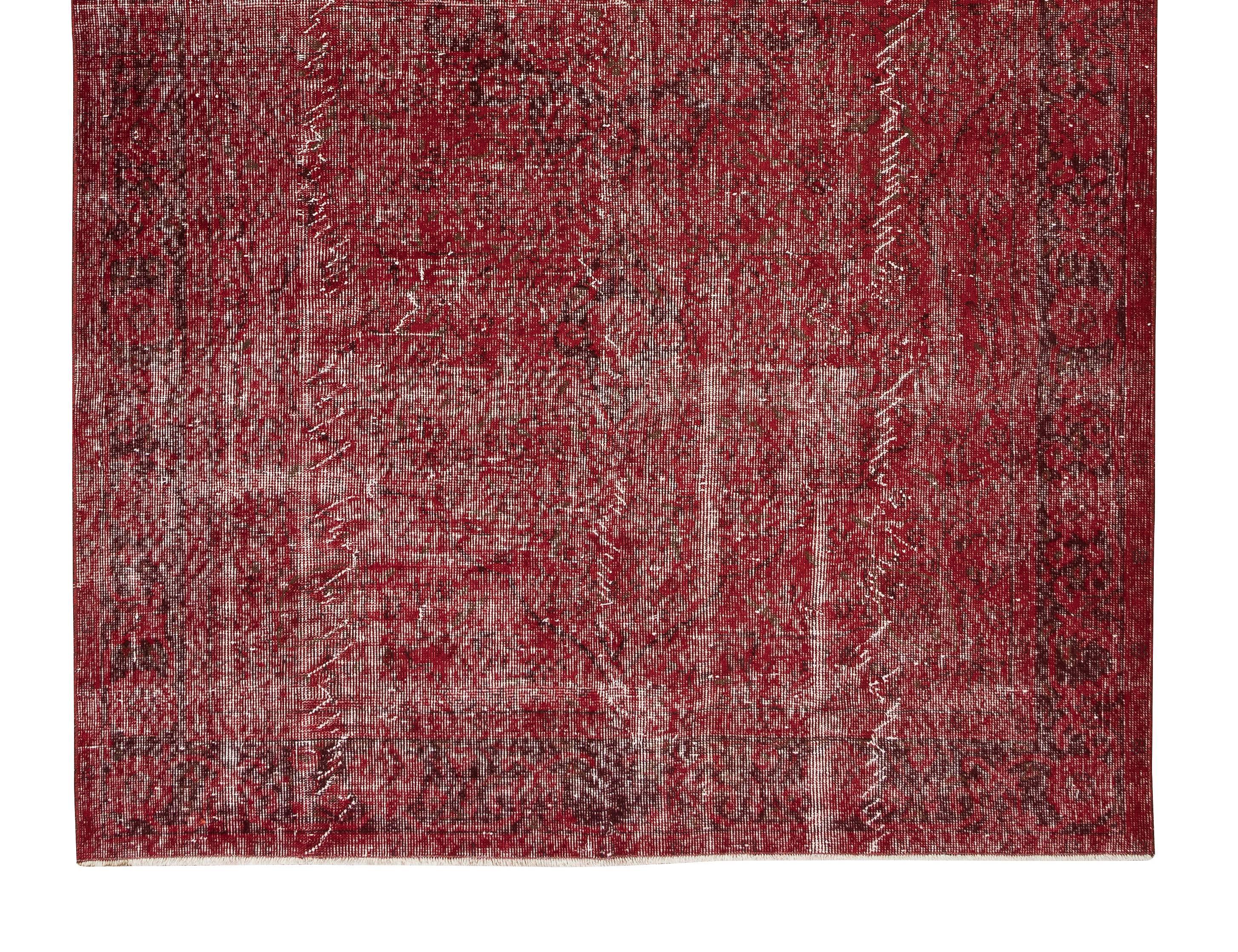 20th Century 5.8x9 Ft Turkish Vintage Rug Overdyed in Burgundy Red, Great 4 Modern Interiors For Sale