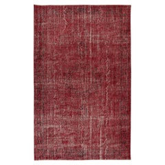 5.8x9 Ft Turkish Vintage Rug Overdyed in Burgundy Red, Great 4 Modern Interiors
