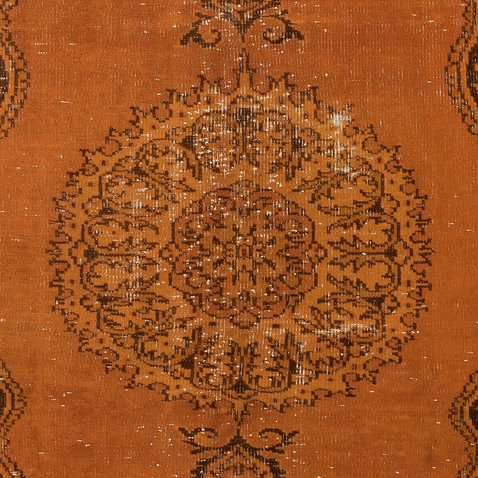 Noué à la main 5.8x9 Ft Vivid Orange Rug, Handmade Bohem Carpet, Vibrant Colored Floor Covering en vente