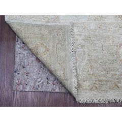 5'8"x9'2" Frost White Afghan Angora Oushak Vines Design Hand Knotted Wool Rug