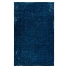 5.8x9.2 Ft Modern Living Room Carpet in Dark Blue, Hand Knotted Turkish Area Rug