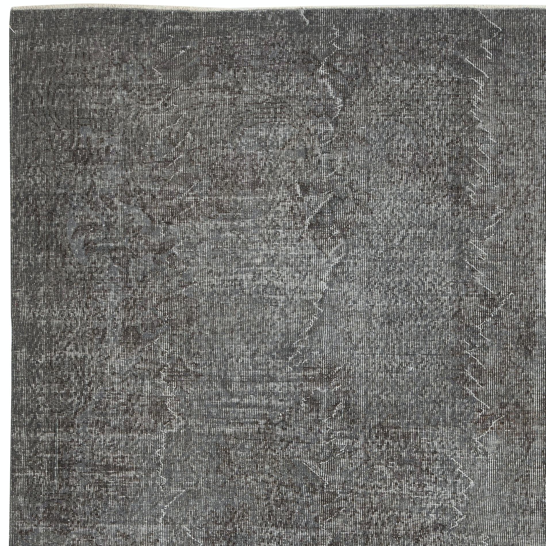 5.8x9.2 Ft Overdyed Gray Teppich. Handgefertigter türkischer Vintage-Teppich für das Wohnzimmer (Handgeknüpft) im Angebot