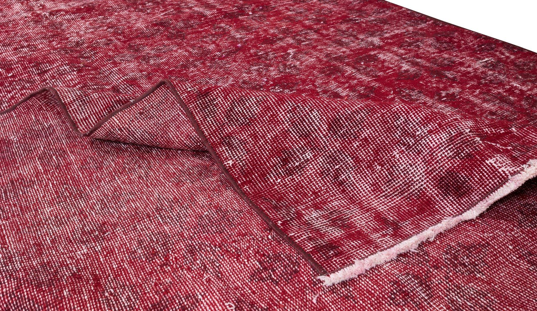 Hand-Knotted Turkish Rug in Burgundy Red, Great 4 Modern Interiors. Vintage Carpet For Sale