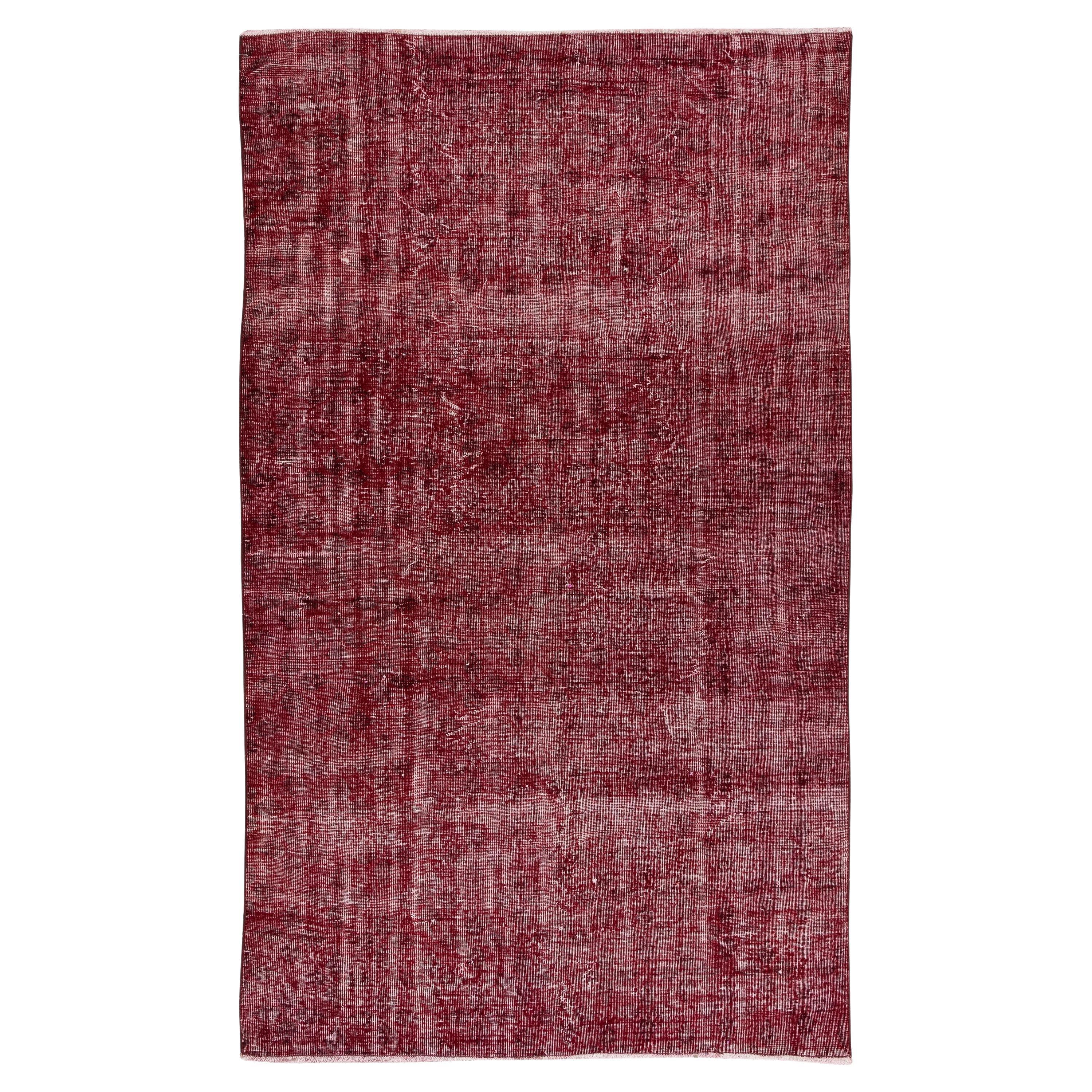 Turkish Rug in Burgundy Red, Great 4 Modern Interiors. Vintage Carpet For Sale