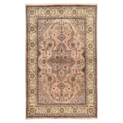 5
8"x9
3" Beige Vintage Persian Tabriz 100% Wool Hand Knotted Oriental Rug 5
8"x9
3" Beige Vintage Persian Tabriz 100% Wool Hand Knotted Oriental Rug