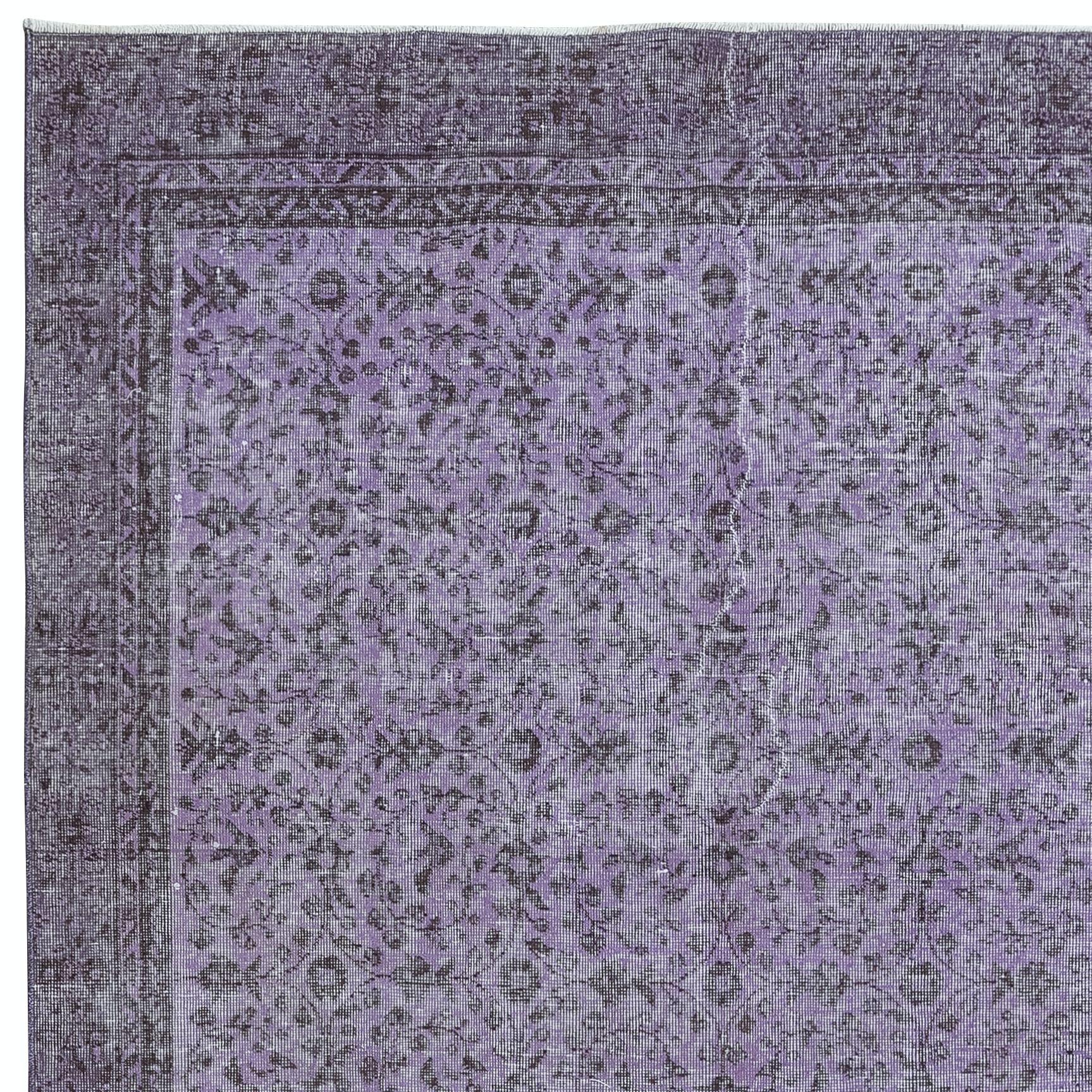 Hand-Woven 5.8x9.3 Ft Handmade Turkish Rug, Modern Orchid Purple Carpet, Bohem Home Decor For Sale