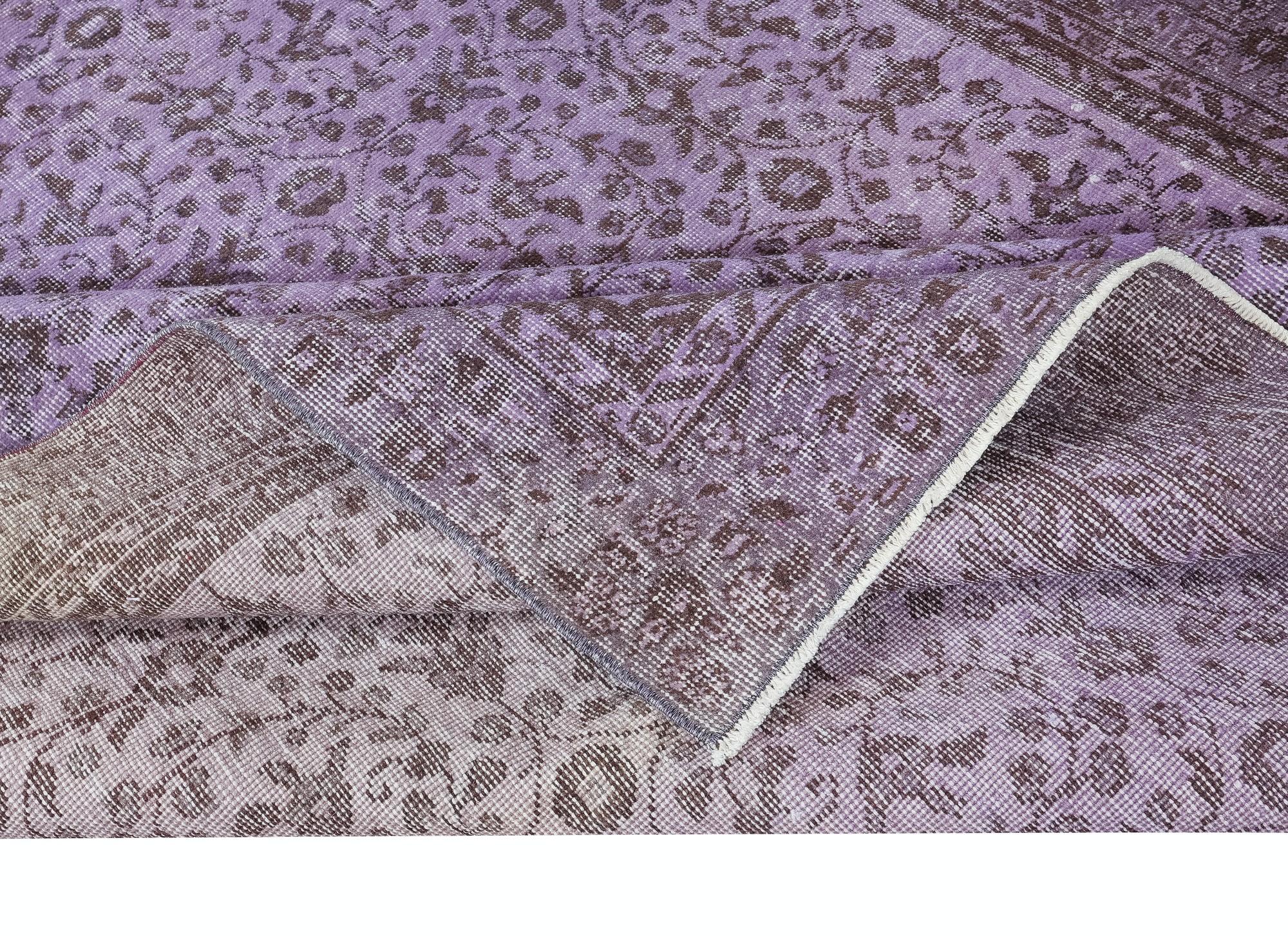 20th Century 5.8x9.3 Ft Handmade Turkish Rug, Modern Orchid Purple Carpet, Bohem Home Decor For Sale