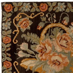 5.8x9.3 Ft Vintage Bessarabian Kilim, Floral Handwoven Wool Rug from Moldova