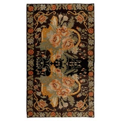 5.8x9.3 Ft Vintage Bessarabian Kilim, Floral Handwoven Wool Rug from Moldova