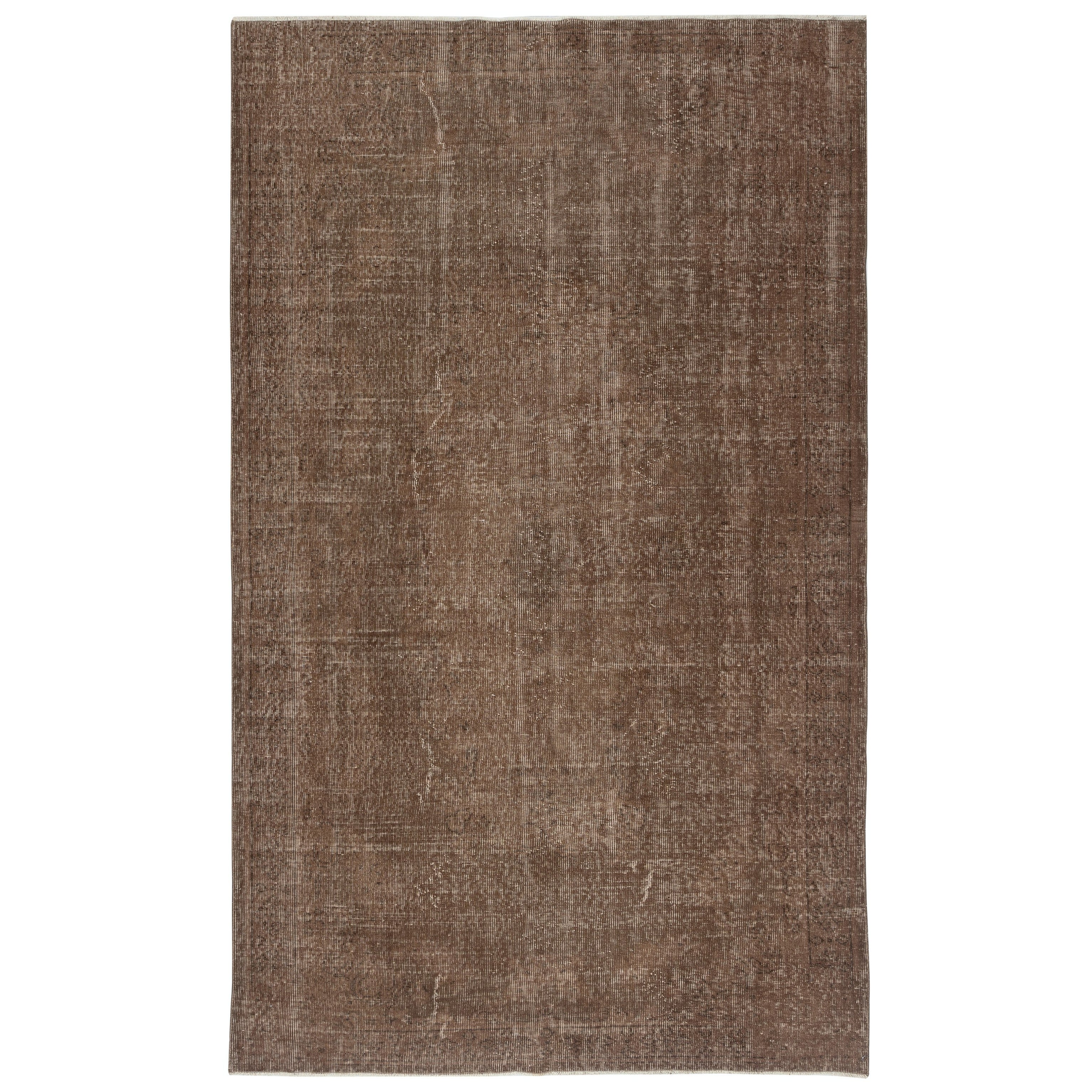 5.8x9.4 Ft Vintage Brauner Vorleger. Handgefertigter türkischer Teppich für A-Spaces
