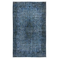 5.8x9.4 Ft Alfombra Turca Vintage Hecha a Mano Sobreteñida en Azul 4 Interiores Modernos