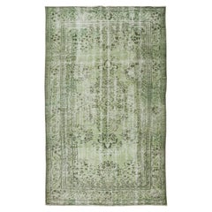 Vintage 5.8x9.5 Ft Living Room Decor Rug, Light Green Turkish Handmade Carpet