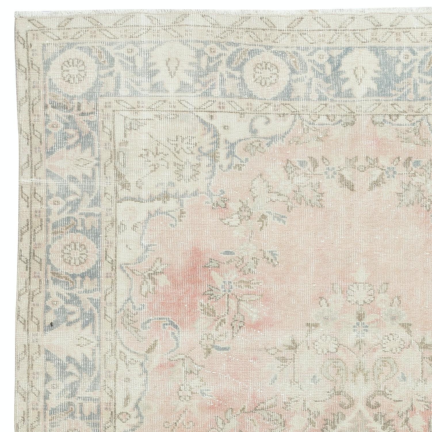 5.8x9,5 Ft Einzigartiger Vintage-Teppich, handgefertigter türkischer Teppich, sonnenverblasst, handgefertigt (Türkisch) im Angebot