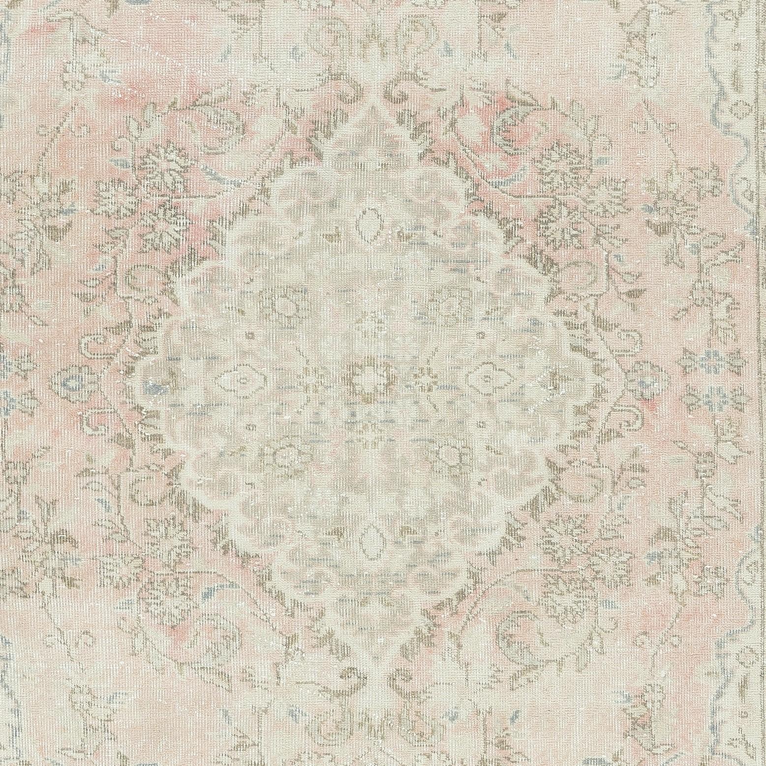 5.8x9,5 Ft Einzigartiger Vintage-Teppich, handgefertigter türkischer Teppich, sonnenverblasst, handgefertigt (Handgeknüpft) im Angebot