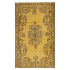 5.8x9.5 Ft Vintage Handmade Turkish Rug Overdyed in Gelb für moderne Interieurs