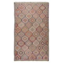 Vintage Turkish Jijim Kilim, tappeto unico in lana Jajim tessuto a mano