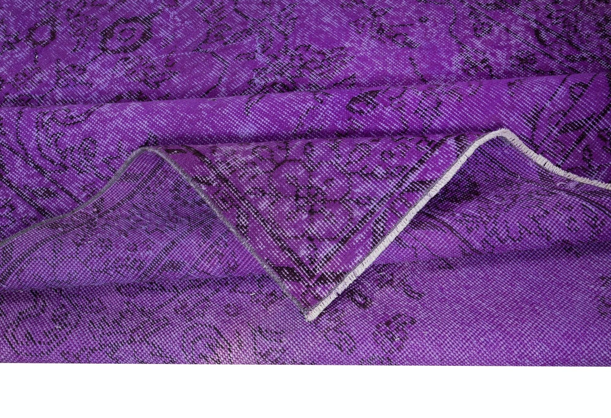 Hand-Knotted 5.8x9.6 Ft Decorative Purple Area Rug for Modern Interior, Handknotted in Turkey For Sale