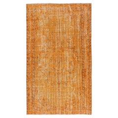 5.8x9.6 Ft Tapis turc moderne fait à la main. Tapis orange vintage pour le salon