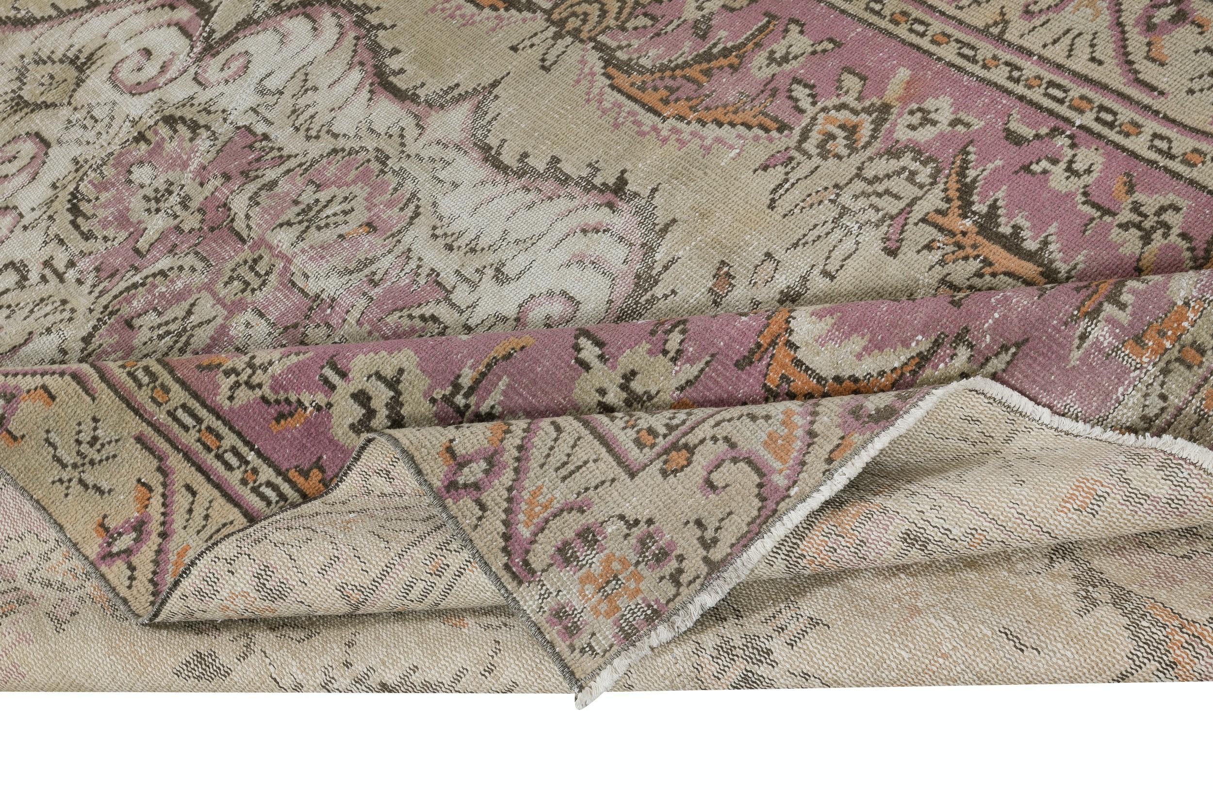 Rustic 5.8x9.6 Ft One of a kind Traditional Vintage Handmade Turkish Wool Area Rug For Sale