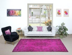 5.8x9.6 Ft Pink Area Rug, Handknotted in Turkey, Ideal for Modern Interiors
