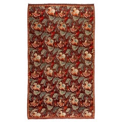 5.8x9.6 Ft Vintage Bessarabian Kilim, Floral Handwoven Wool Rug from Moldova