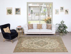 5.8x9.7 Ft Handmade Vintage Beige Turkish Rug for Rustic or Country Style Home