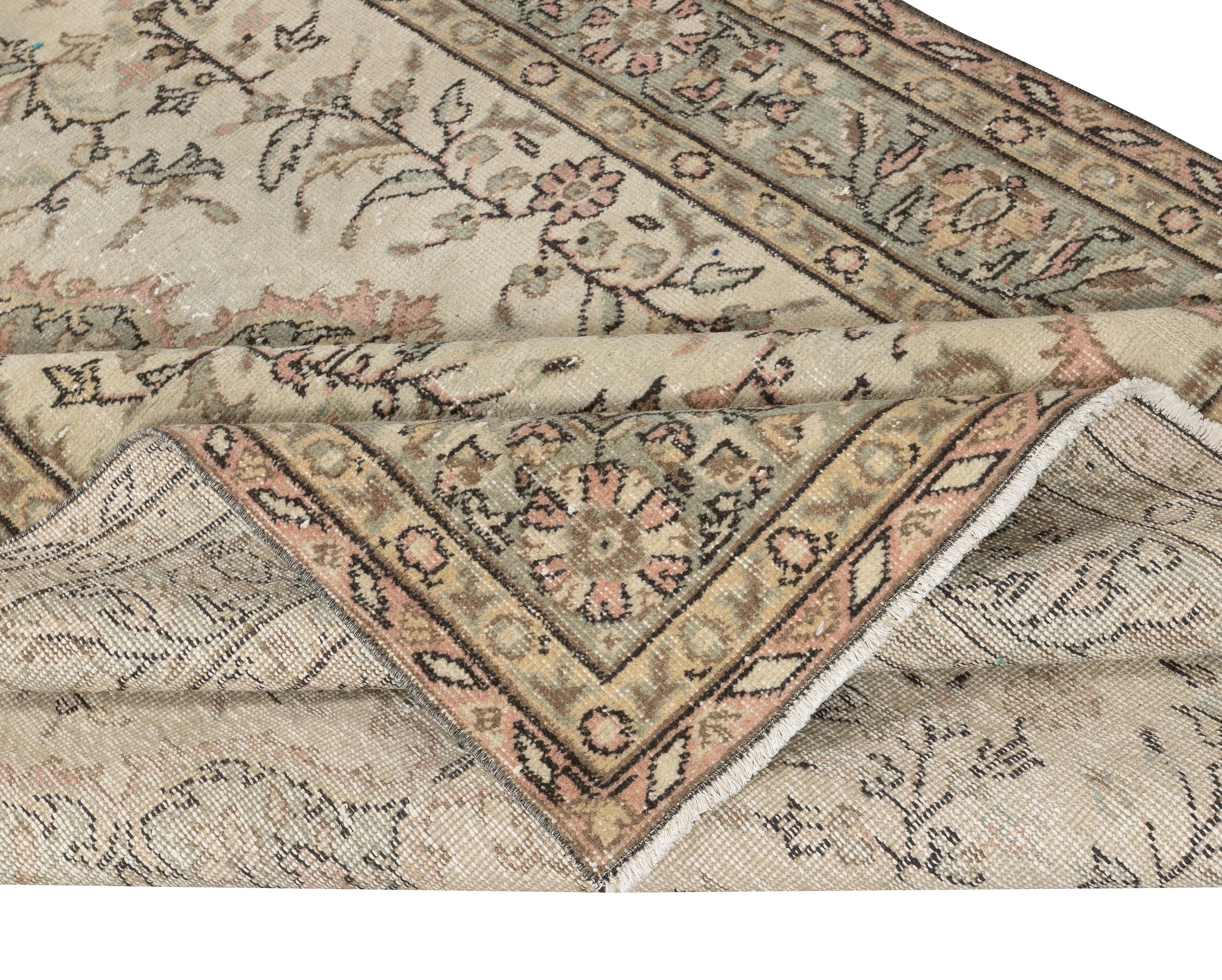 5.8x9.7 Ft Handmade Vintage Beige Türkisch Teppich für rustikale oder Landhausstil Haus (Handgeknüpft) im Angebot