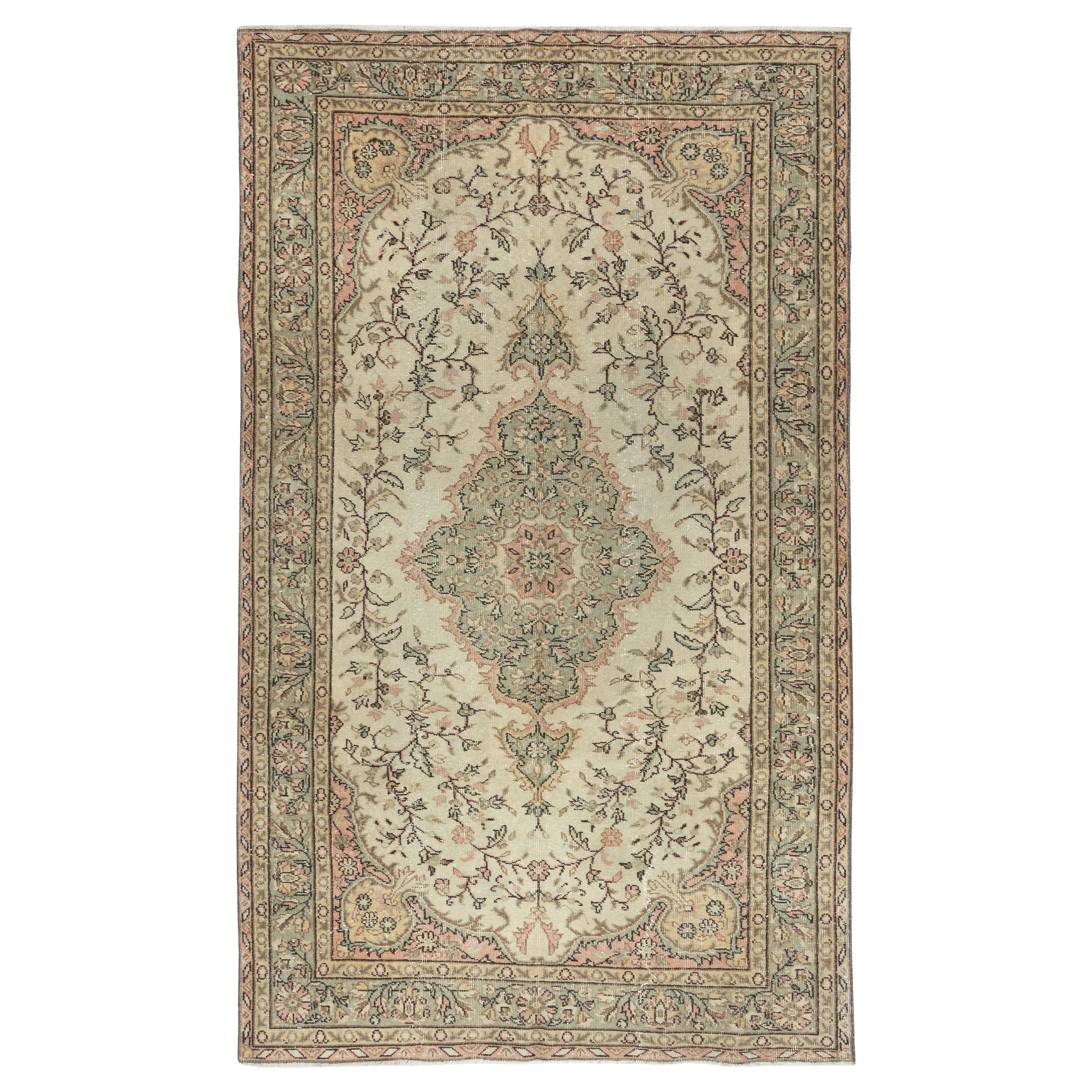5.8x9.7 Ft Handmade Vintage Beige Türkisch Teppich für rustikale oder Landhausstil Haus