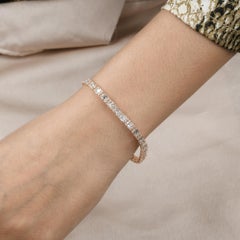 5.9 Carat Baguette Round Cluster Diamonds Tennis Bracelet 14 Karat Rose Gold