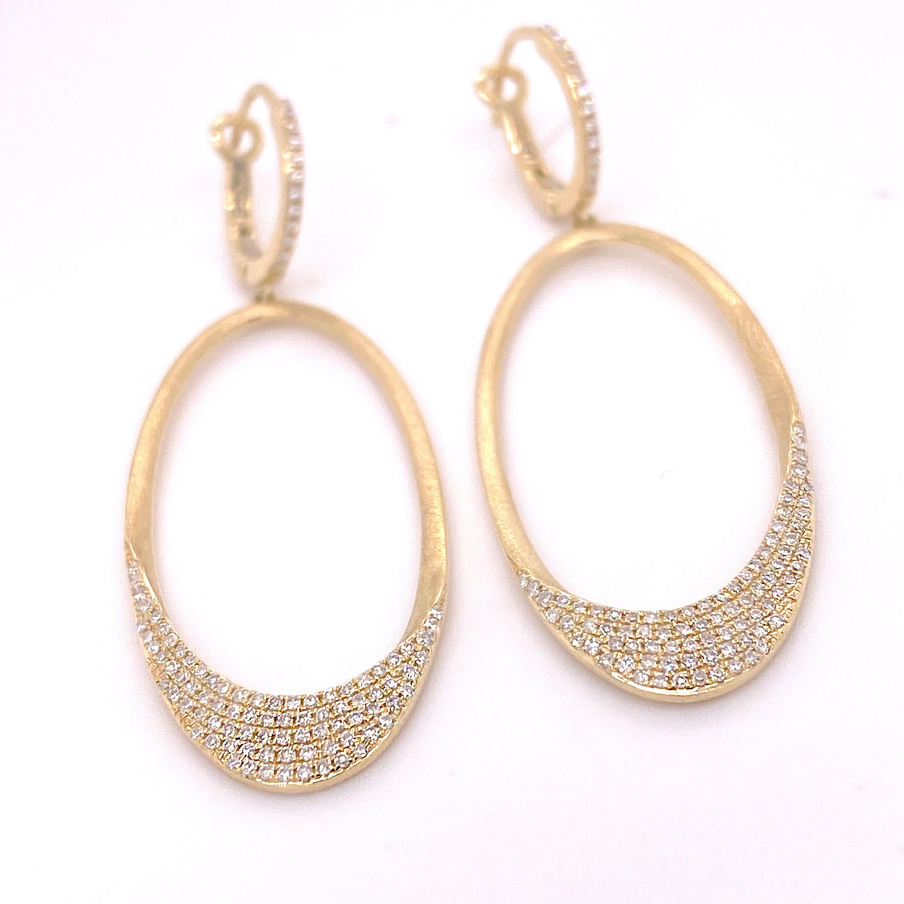 .59 Karat Ovale Diamant-Ohrringe 14K Gelbgold (Zeitgenössisch) im Angebot