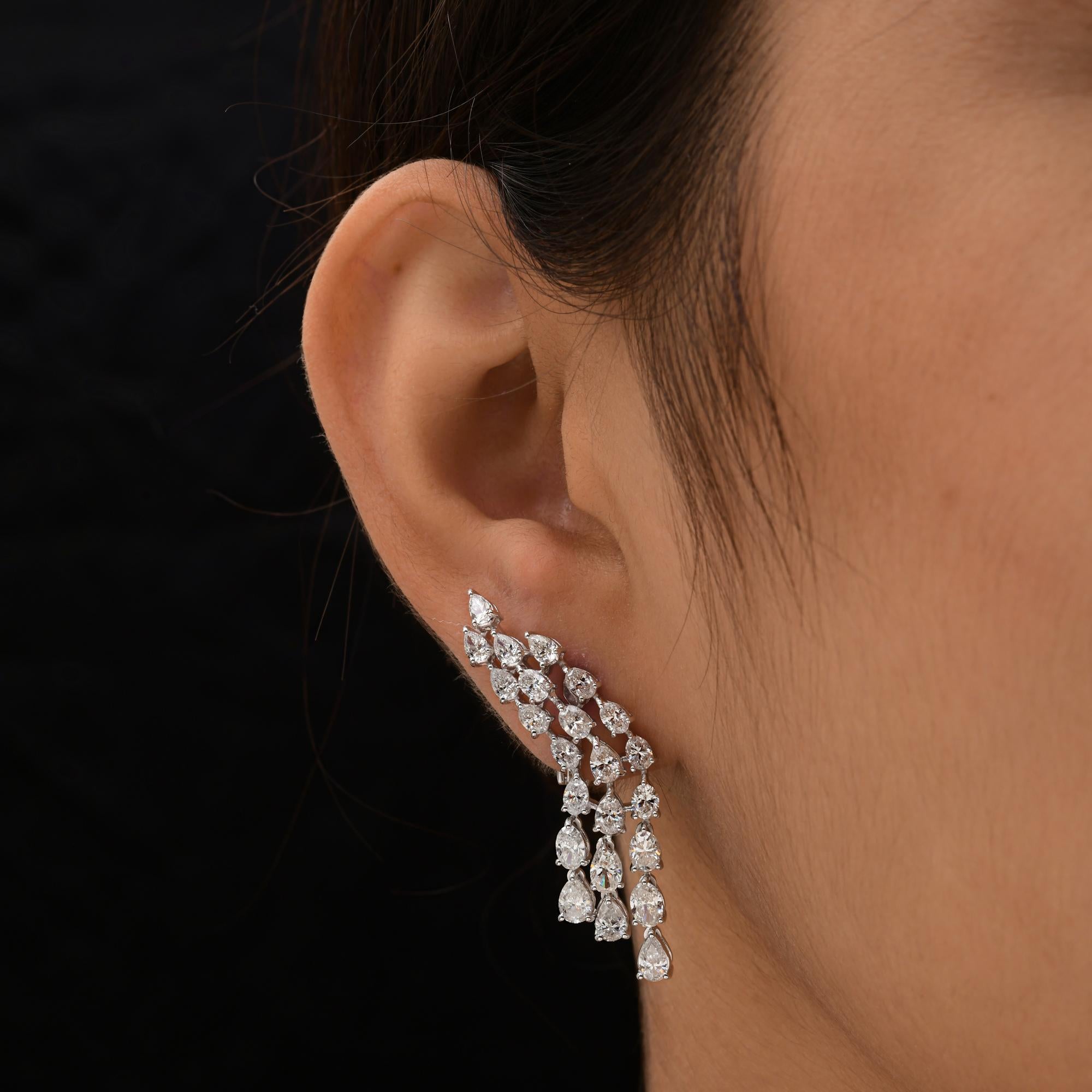 Oval Cut 5.9 Carat SI Clarity HI Color Multi Diamond Earrings 14 Karat White Gold Jewelry For Sale