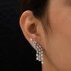 5.90 Carat SI/H Natural Diamond Drop Chandelier Earrings 18 Karat White Gold