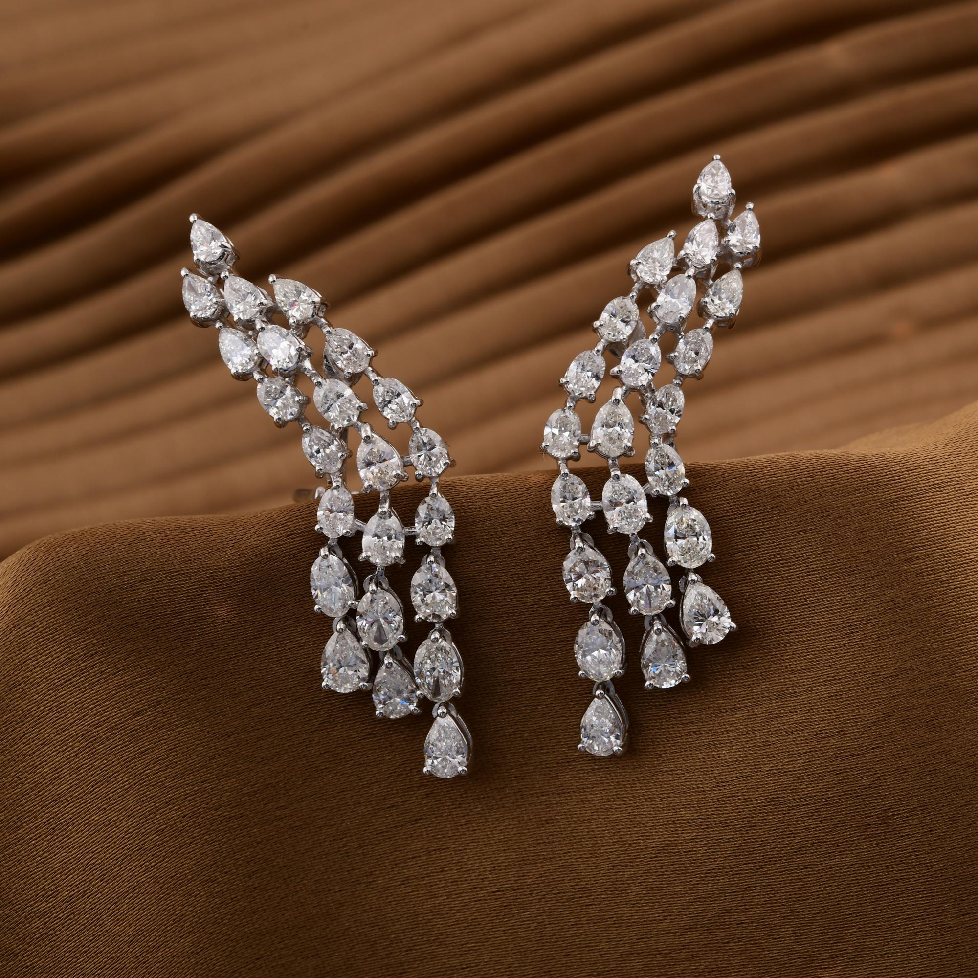 Modern 5.9 Carat SI Clarity HI Color Multi Diamond Earrings 18 Karat White Gold Jewelry For Sale