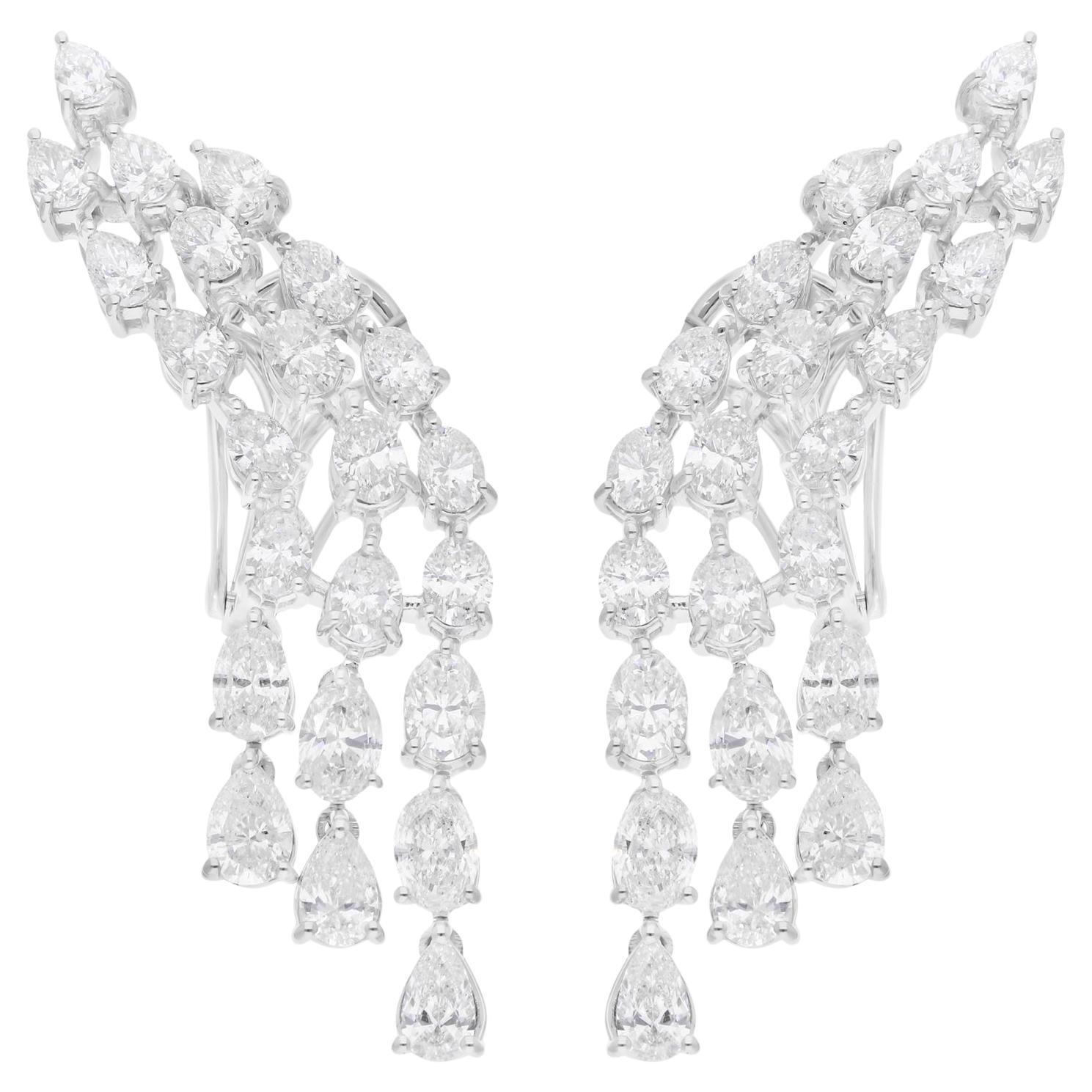 5.9 Carat SI Clarity HI Color Multi Diamond Earrings 18 Karat White Gold Jewelry