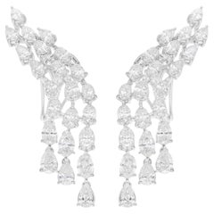 5.90 Carat SI/H Natural Diamond Drop Chandelier Earrings 18 Karat White Gold