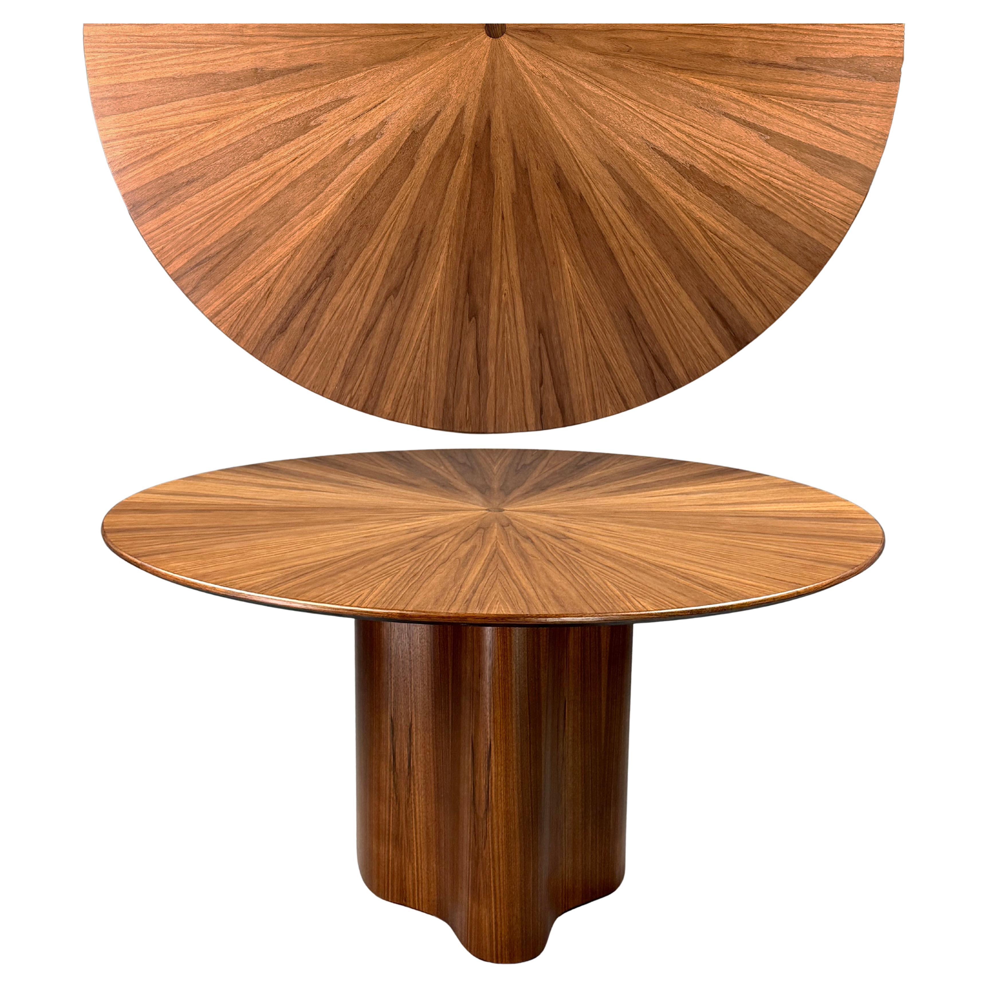 59-inch Round Dining Table in Walnut by Aaron Saxton Emergence Collection For Sale