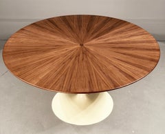 59-inch Round Dining Table in Walnut by Aaron Saxton with Knoll pedestal